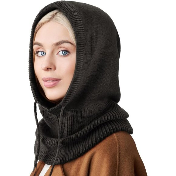Unisex Black Beanie Skull Cap with Drawstring Warm Winter Hats Outdoor main image 4